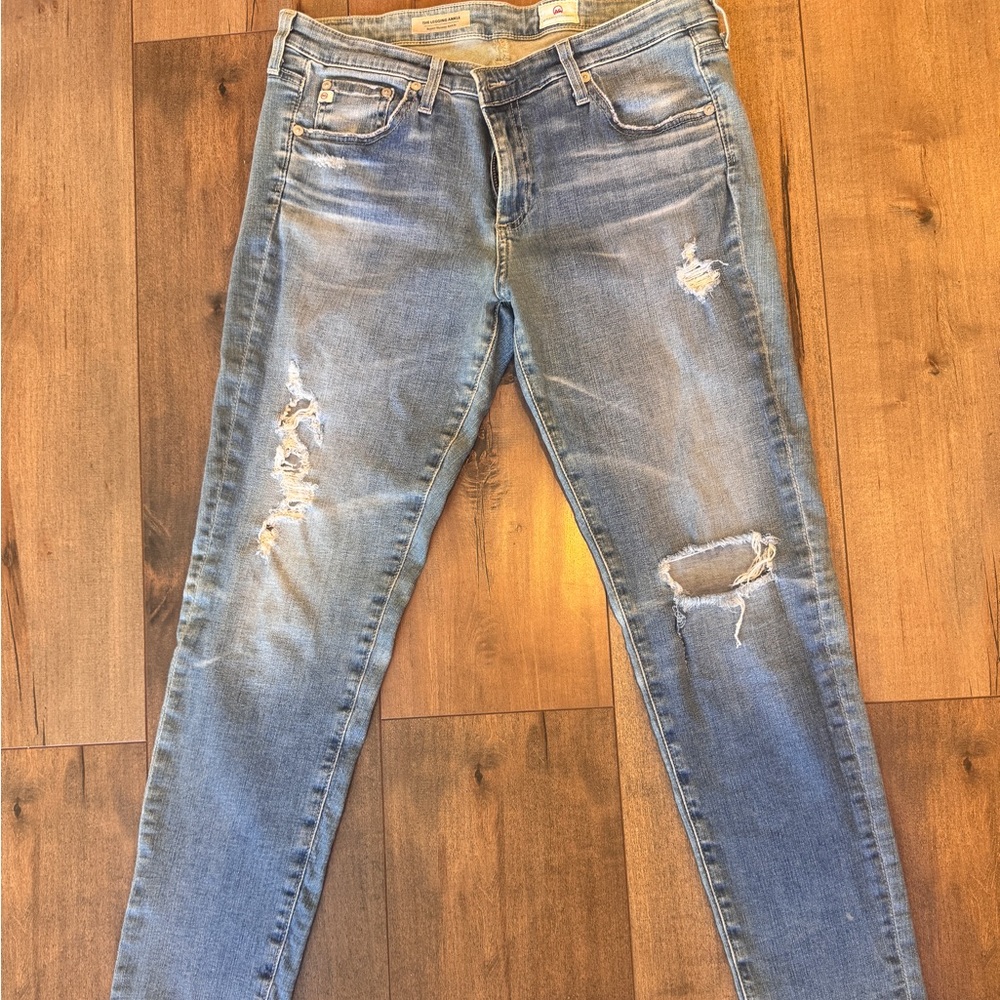 AG Adriano Goldschmied Light Blue Distressed Skinny Jeans
